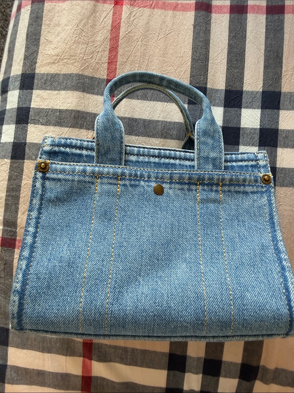 Coach Denim Mini Tote in Light Blue with Tan Tag - Picture 2 of 7